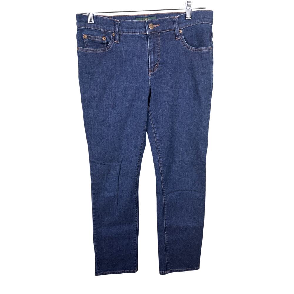 Lauren Ralph Lauren Women's Blue Medium Wash Casual Streetwear Pants Denim Jeans